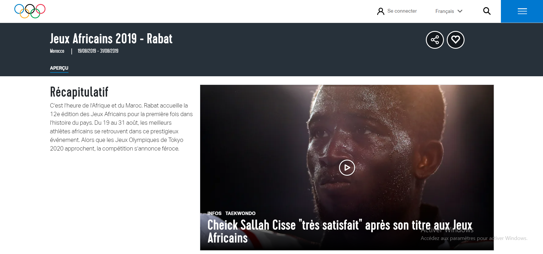 Récapitulatif - Jeux Africains 2019 - Rabat